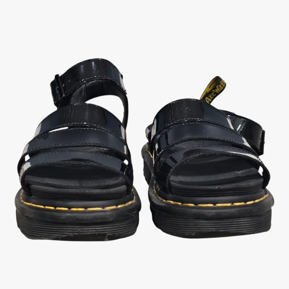 DR. MARTENS Women Blaire Black Patent Leather Platform Gladiator Sandals 8M - Picture 4 of 10